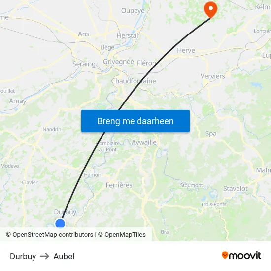 Durbuy to Aubel map