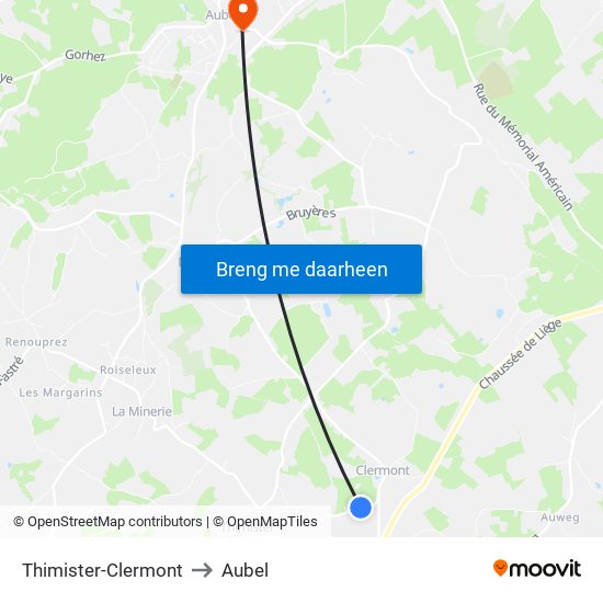 Thimister-Clermont to Aubel map
