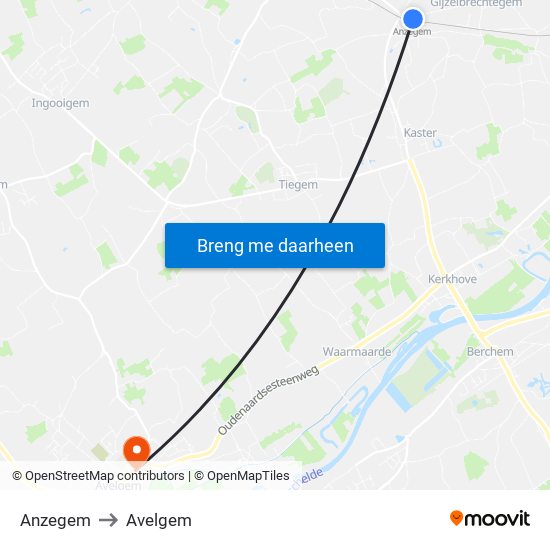 Anzegem to Avelgem map