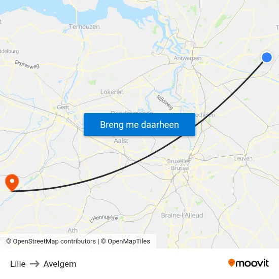 Lille to Avelgem map
