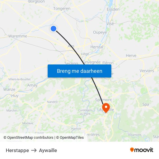 Herstappe to Aywaille map