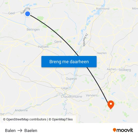 Balen to Baelen map