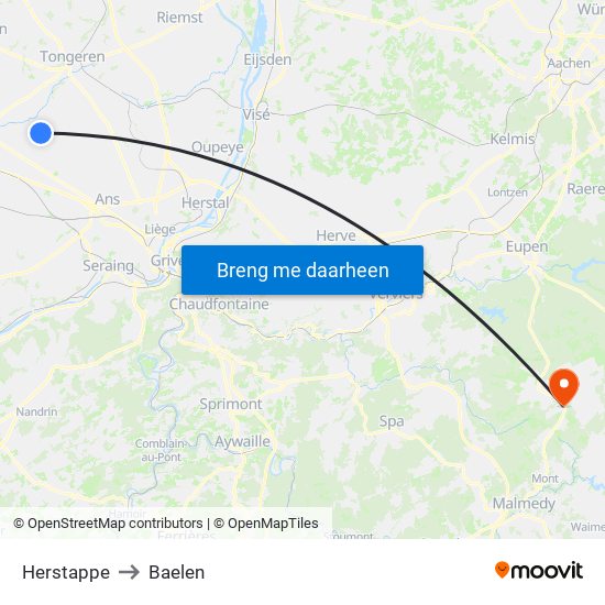 Herstappe to Baelen map