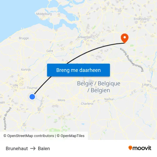 Brunehaut to Balen map