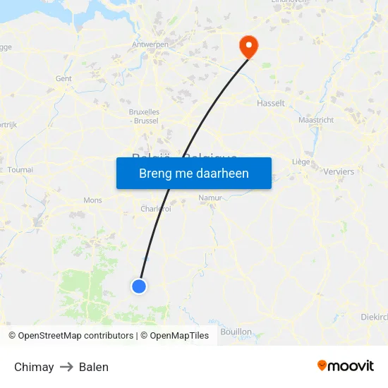 Chimay to Balen map