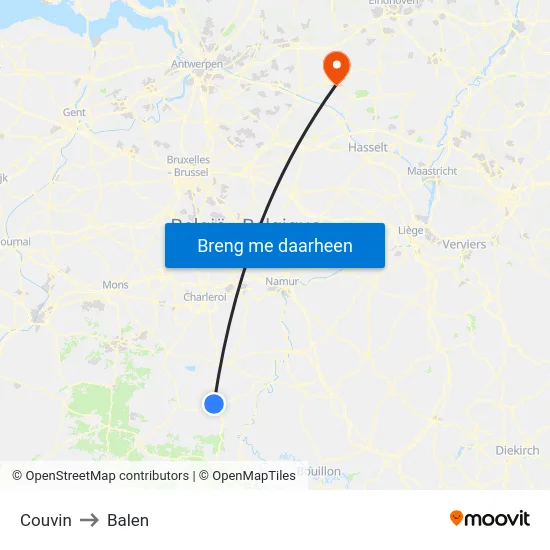 Couvin to Balen map