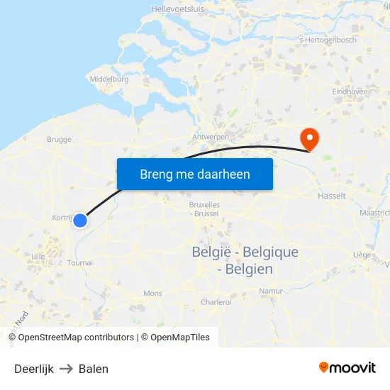 Deerlijk to Balen map
