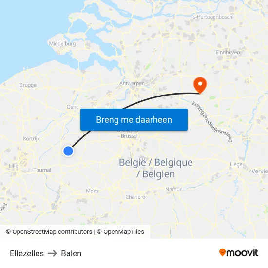 Ellezelles to Balen map