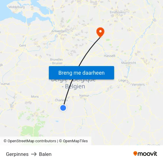 Gerpinnes to Balen map