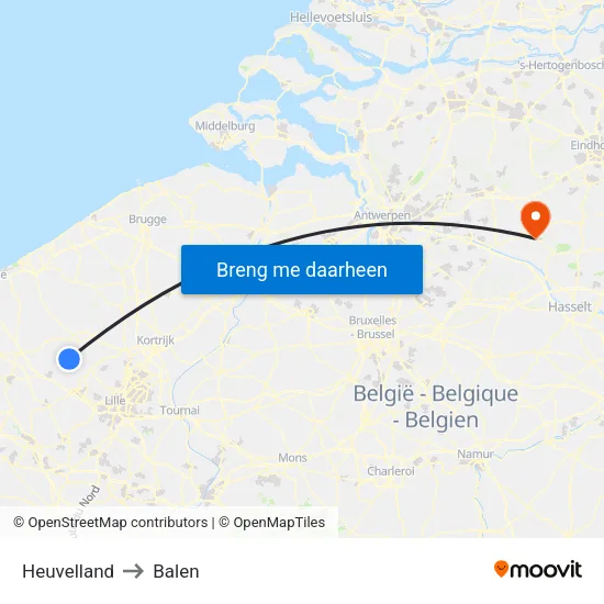 Heuvelland to Balen map