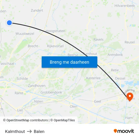 Kalmthout to Balen map