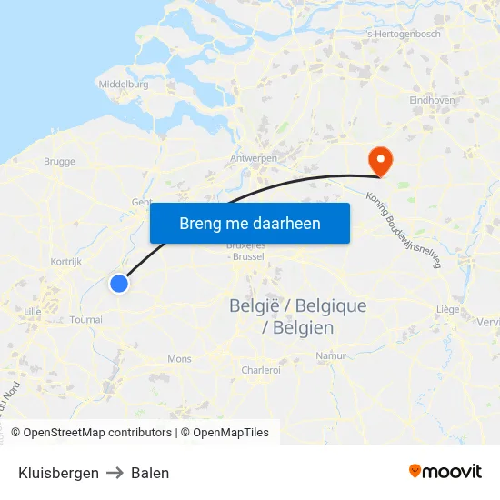 Kluisbergen to Balen map
