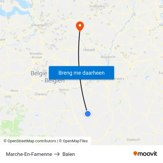 Marche-En-Famenne to Balen map