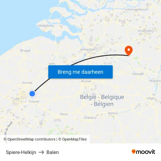 Spiere-Helkijn to Balen map