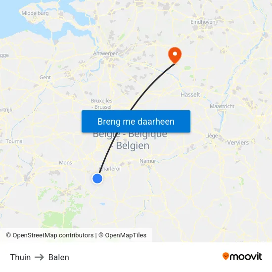 Thuin to Balen map