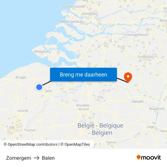Zomergem to Balen map