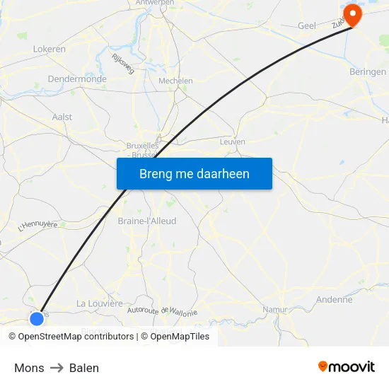 Mons to Balen map