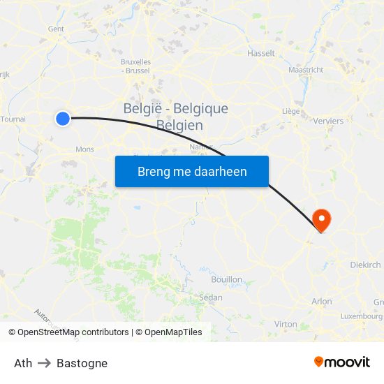 Ath to Bastogne map