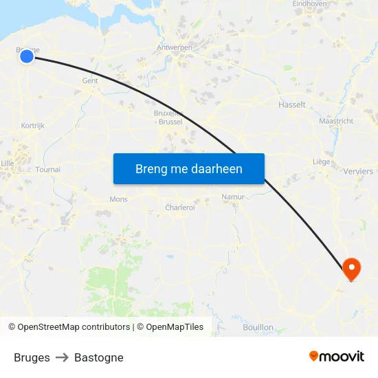 Bruges to Bastogne map