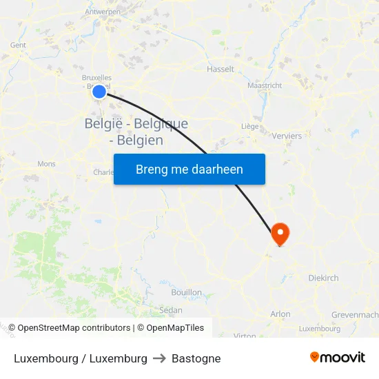 Luxembourg / Luxemburg to Bastogne map