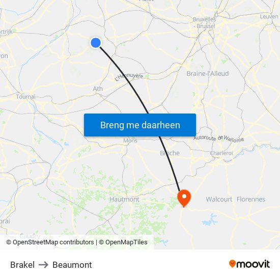 Brakel to Beaumont map