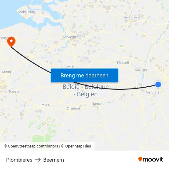 Plombières to Beernem map