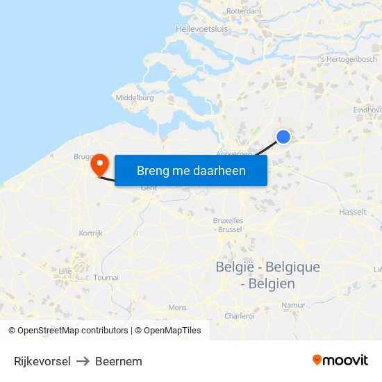 Rijkevorsel to Beernem map