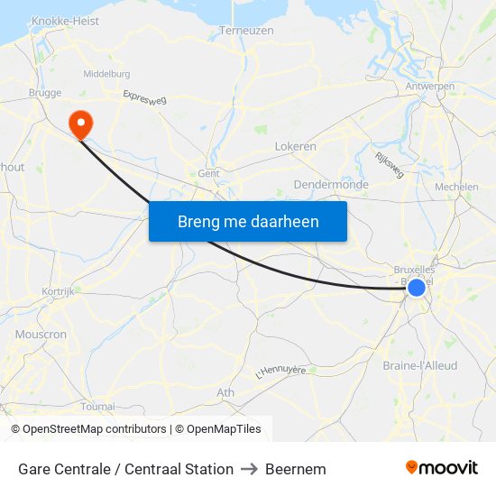 Gare Centrale / Centraal Station to Beernem map