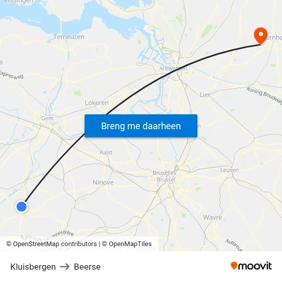 Kluisbergen to Beerse map