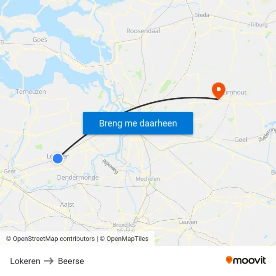 Lokeren to Beerse map