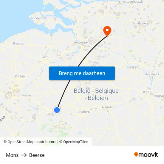 Mons to Beerse map