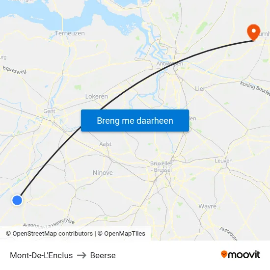 Mont-De-L'Enclus to Beerse map