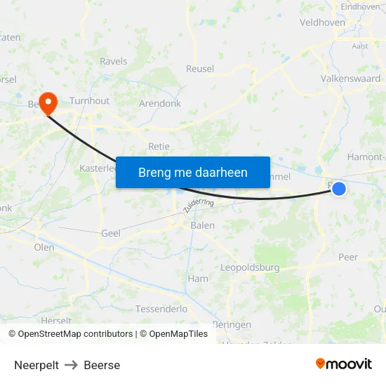 Neerpelt to Beerse map