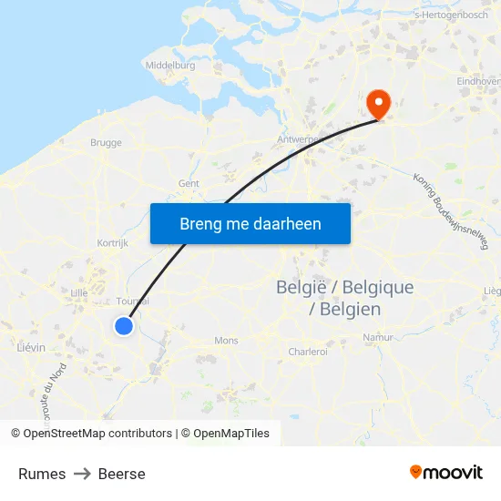 Rumes to Beerse map