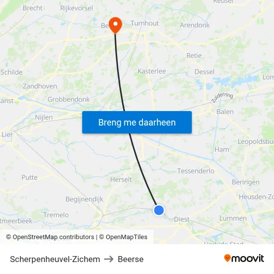Scherpenheuvel-Zichem to Beerse map