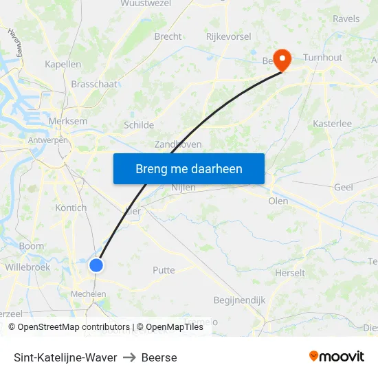 Sint-Katelijne-Waver to Beerse map