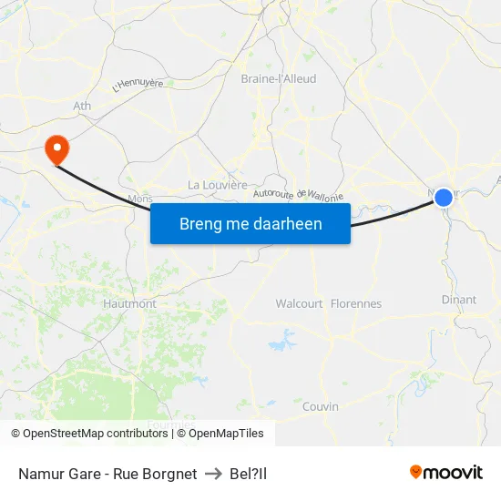 Namur Gare - Rue Borgnet to Bel?Il map