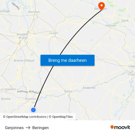 Gerpinnes to Beringen map