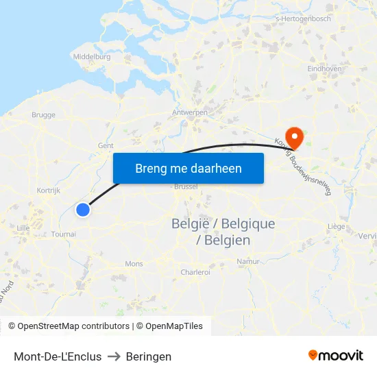Mont-De-L'Enclus to Beringen map