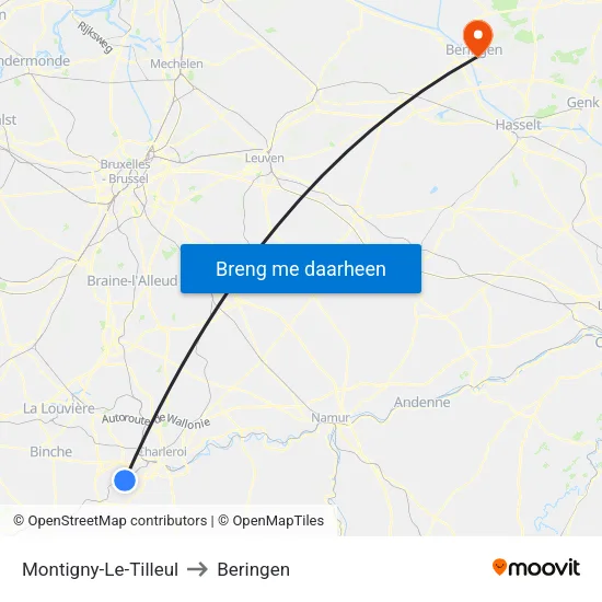 Montigny-Le-Tilleul to Beringen map