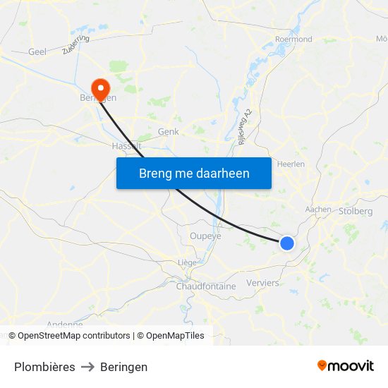 Plombières to Beringen map