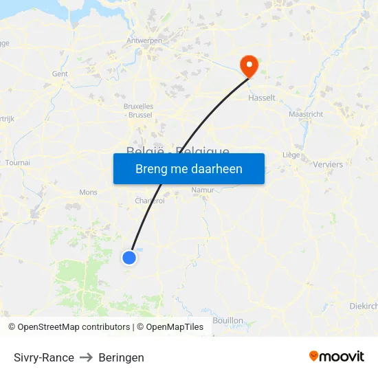 Sivry-Rance to Beringen map