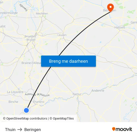 Thuin to Beringen map