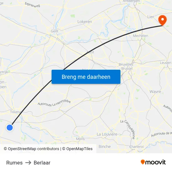 Rumes to Berlaar map