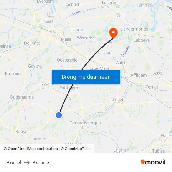 Brakel to Berlare map