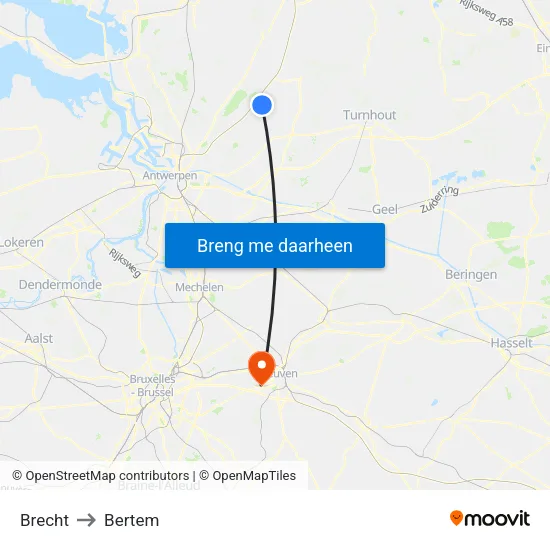 Brecht to Bertem map