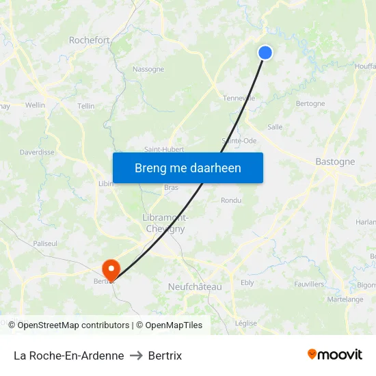 La Roche-En-Ardenne to Bertrix map