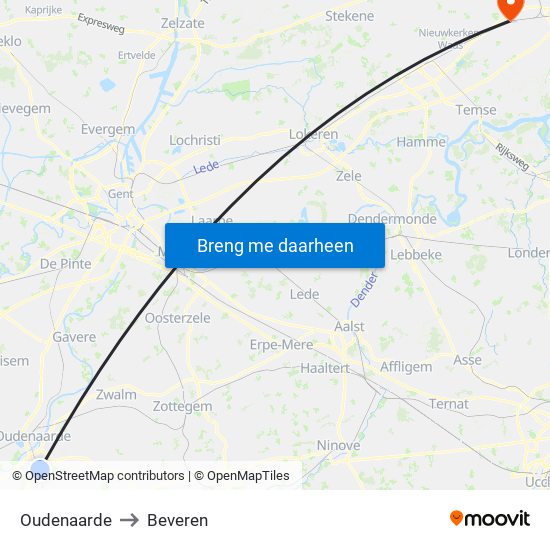 Oudenaarde to Beveren map