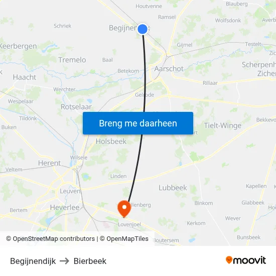 Begijnendijk to Bierbeek map