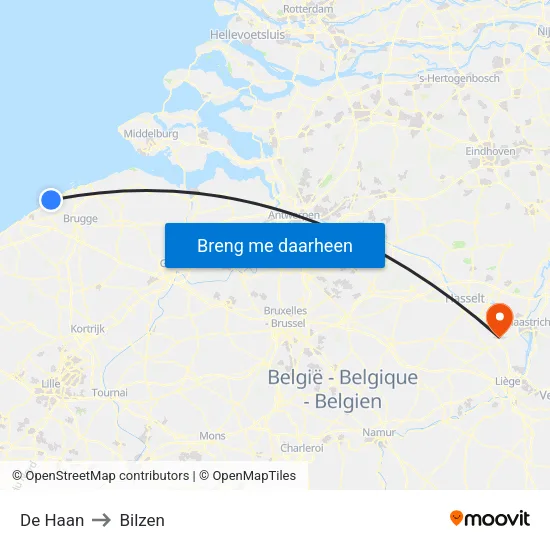 De Haan to Bilzen map